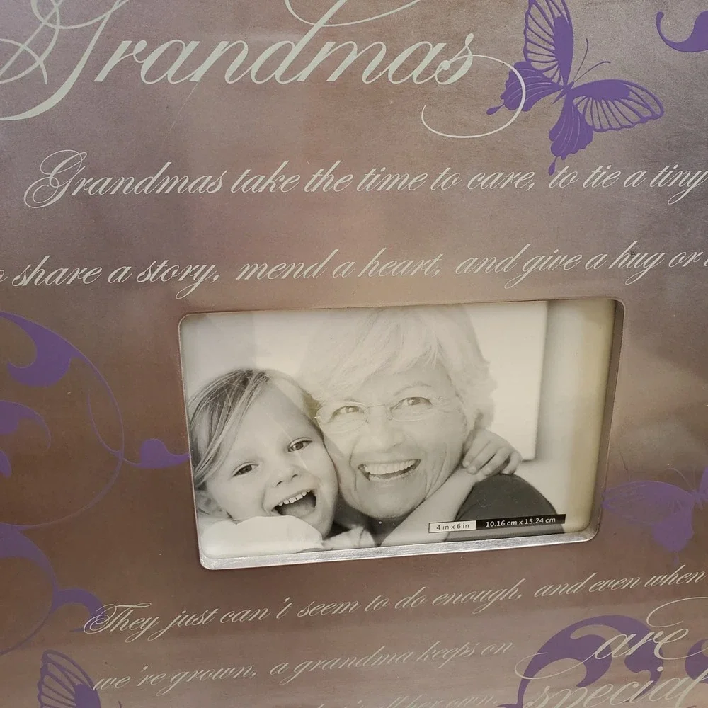 Grandmas Are Special Butterfly Poem Picture Frame 4x6 Purple Silver 12x12 Wall